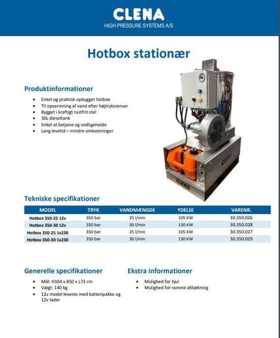 Hovedbilde Hotbox stasjonær, Clena